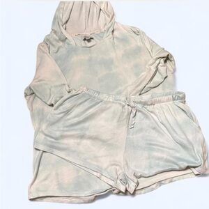Tie-Dye Hooded Lounge Set in Faded Sage
